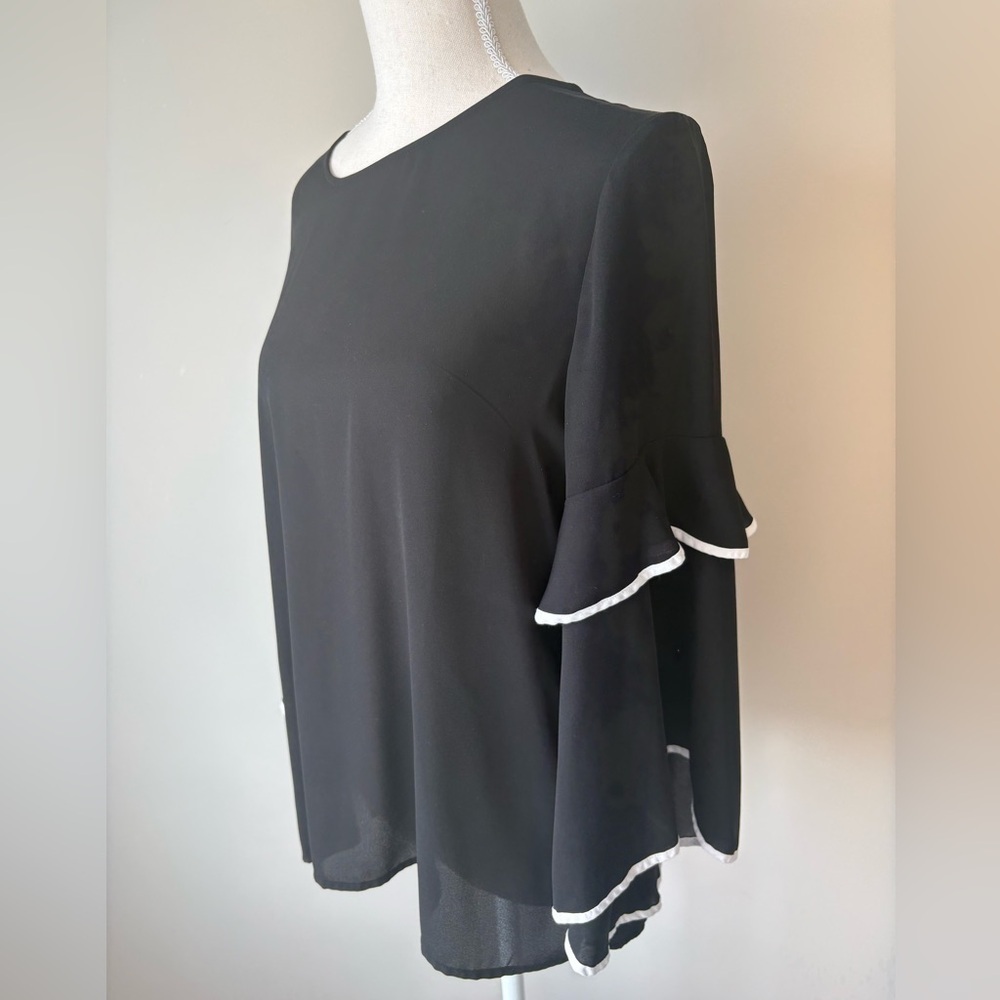 Loft Outlet Ruffled Bell Sleeve Blouse Tunic Size Small - Picture 6 of 10
